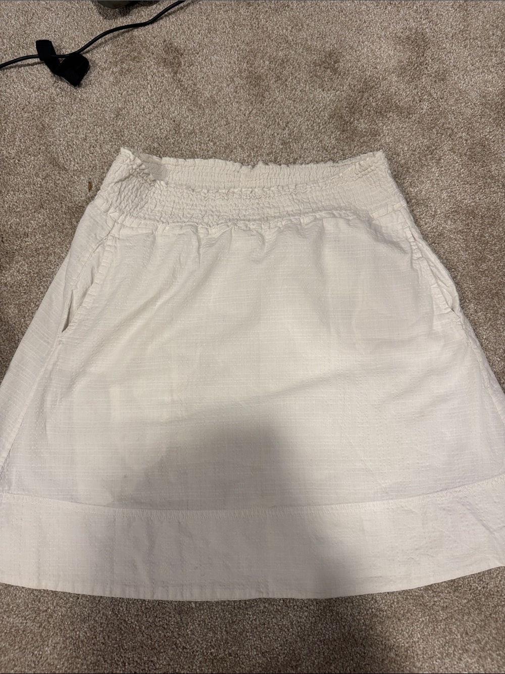 Eastern Mountain Sports White A-Line Elastic-Waist Skirt